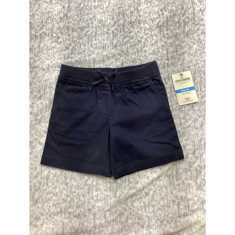 Dockers Girls Navy Blue School Uniform Shorts Stretch Knit Waist Size 6 NWT‎
